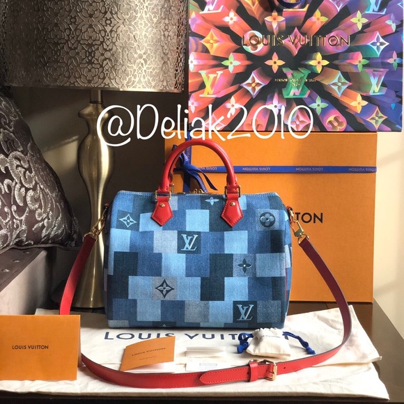 Louis Vuitton Handbags - SOLD! Louis Vuitton Denim Speedy Bandouliere 30